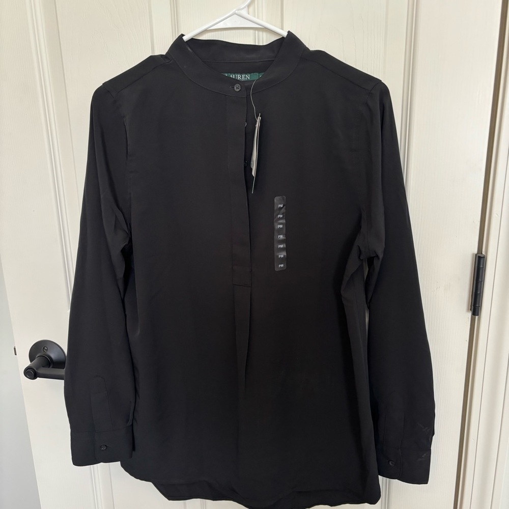 Ralph Lauren Black Long Sleeve Blouse NWT